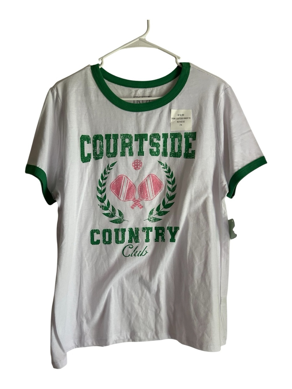 Freeze Size 2X White Ringer Tee Courtside Country Club